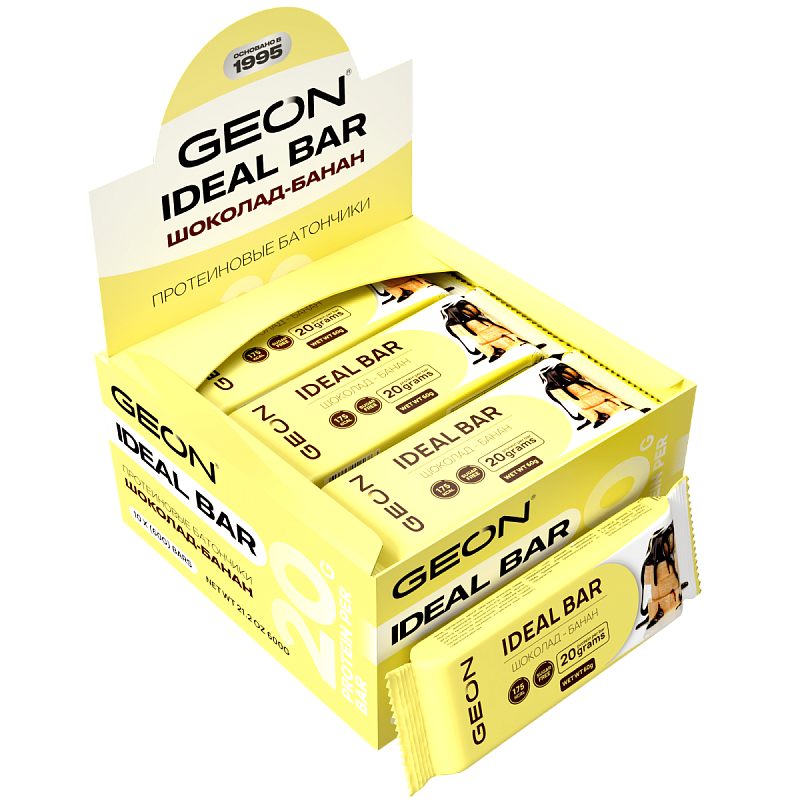 Протеиновые батончики GEON IDEALBAR  Шоколад банан, 33% белка (60г х 10шт.)