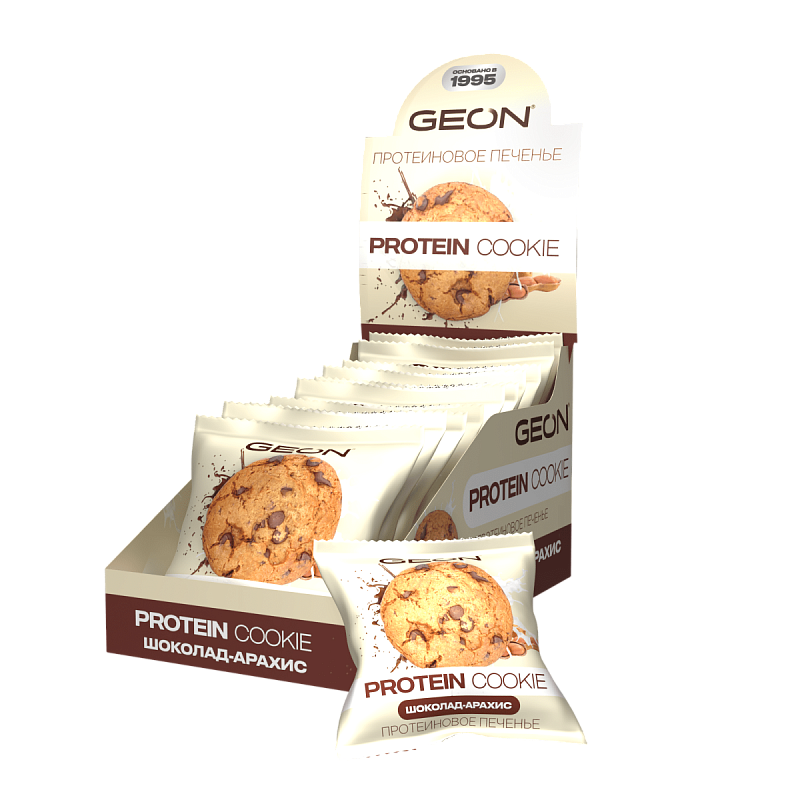 Протеиновое печенье GEON™ PROTEIN COOKIE Шоколад арахис, 25% белка (40 г х 10 шт.)