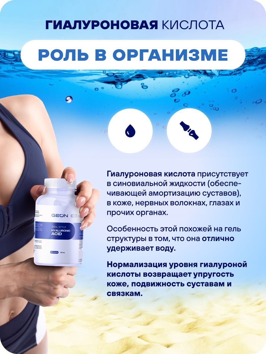 Гиалуроновая кислота GEON™ IDEAL STYLE Hyaluronic ACID 60 капсул х 300 мг