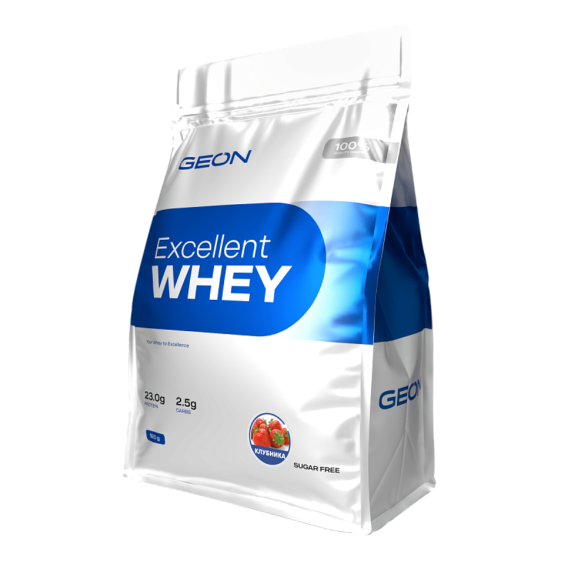 Протеин GEON EXCELLENT WHEY Клубника со сливками, 77% белка (920г)