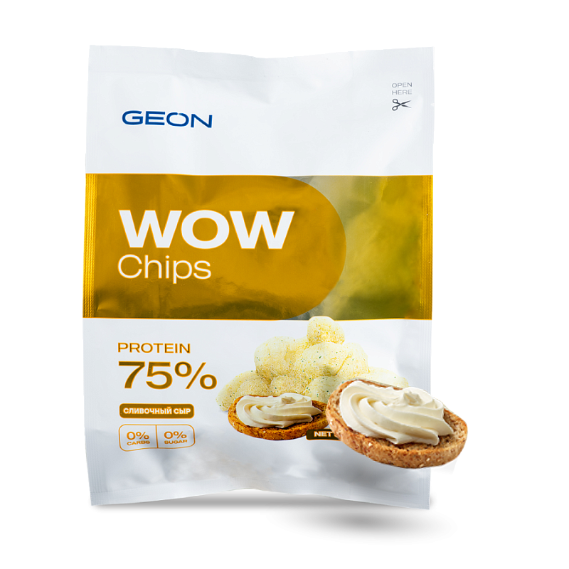 Протеиновые чипсы GEON™ WOW CHIPS Сливочный сыр, 75% белка (30г)