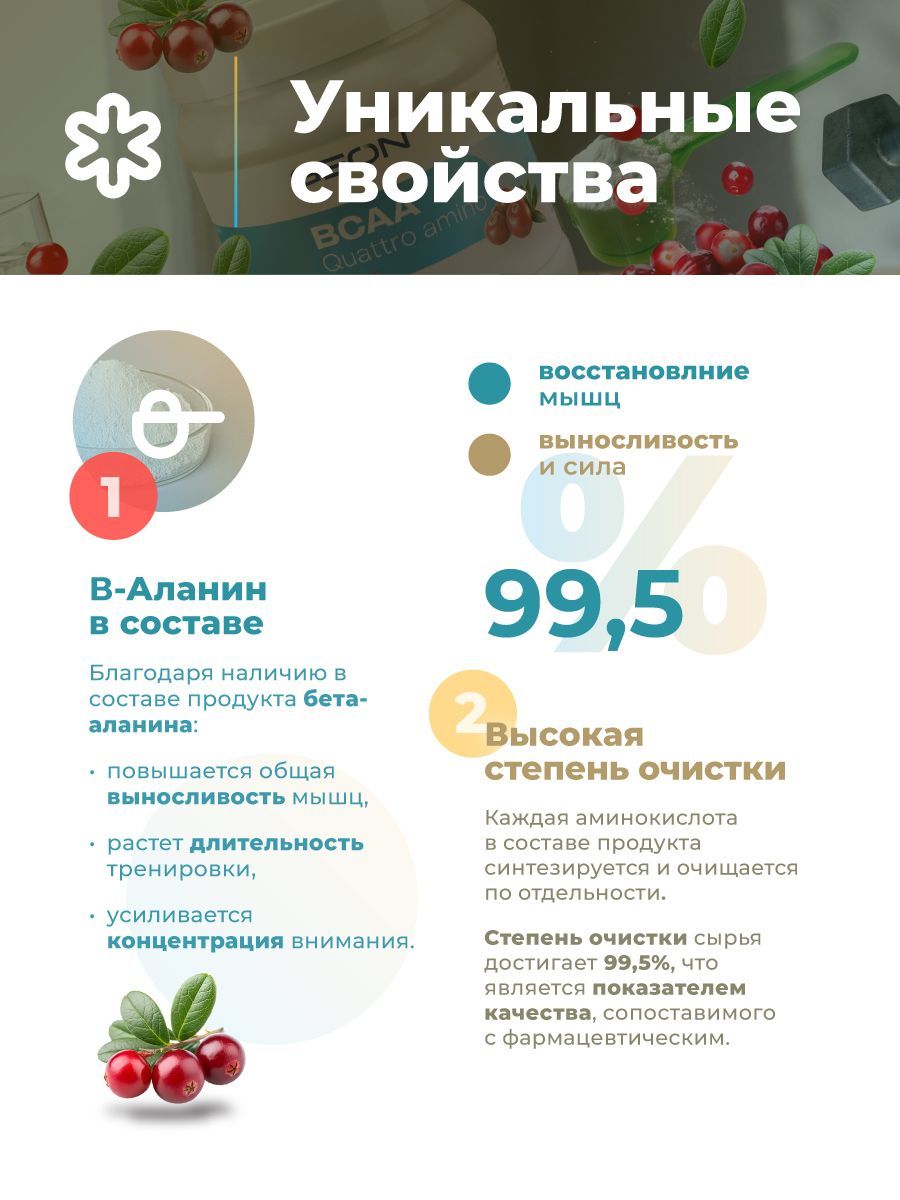 Аминокислотный комплекс GEON™ BCAA QUATTRO AMINO + β-аланин Клюква 350 грамм