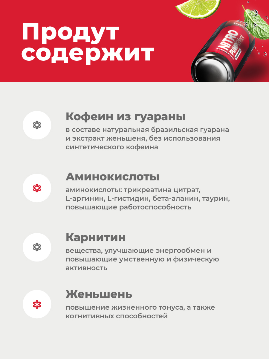 Энергетический напиток GEON™ NITRO PUMP Effect, Взрыв мохито, 450 мл