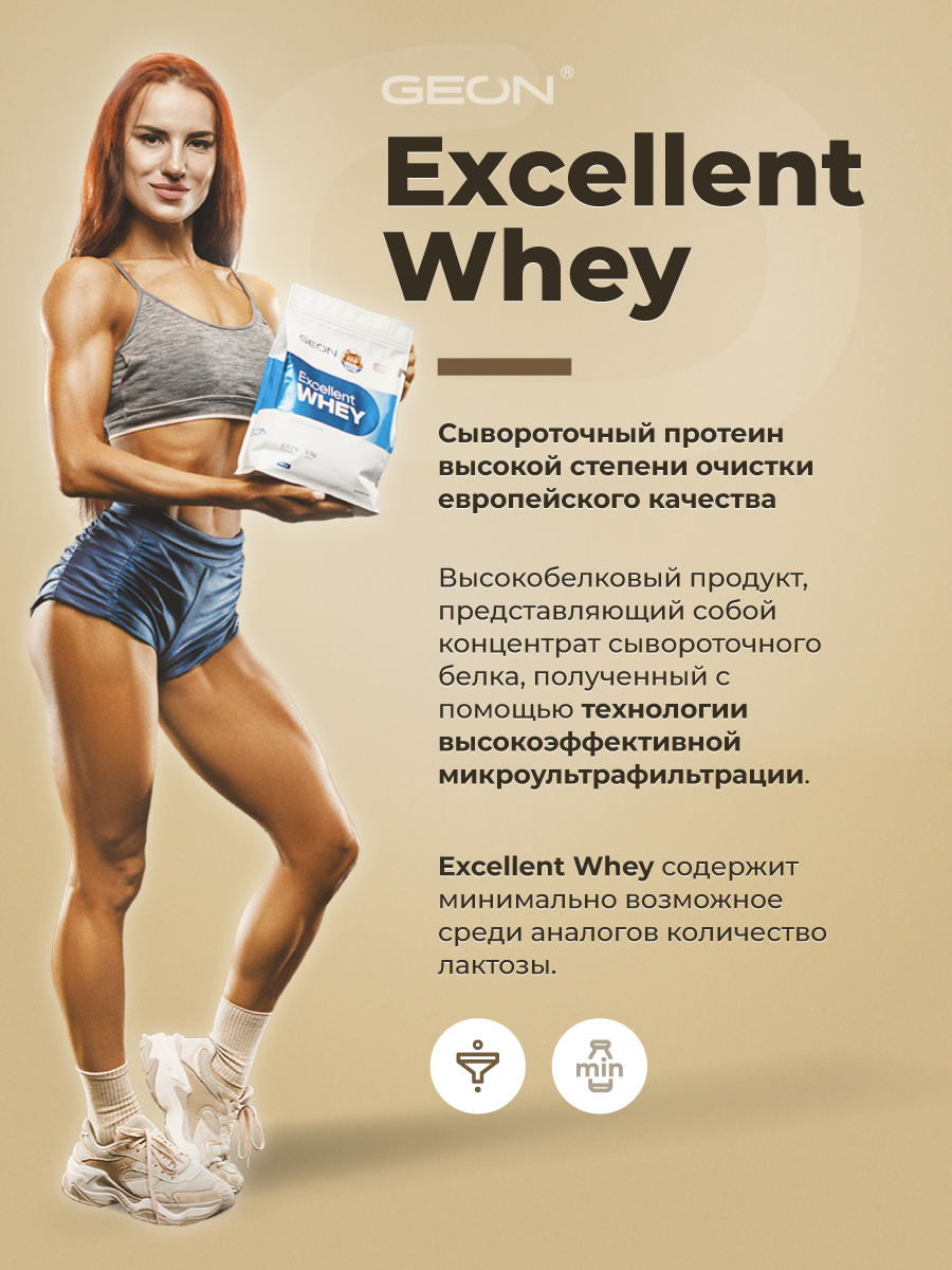 Протеин GEON EXCELLENT WHEY Двойной моккачино, 77% белка (920г)