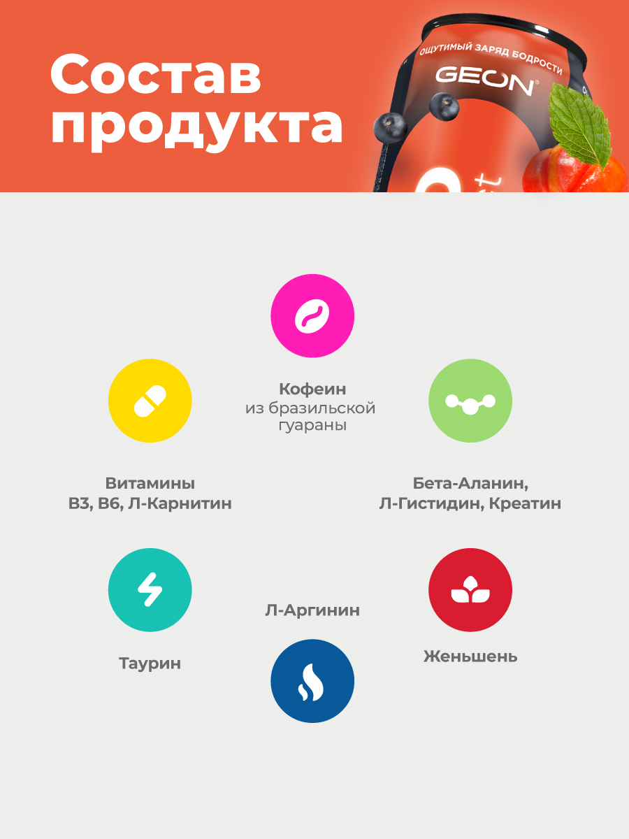 Энергетический напиток GEON™ NITRO PUMP Effect, Экзотический взрыв, 450 мл
