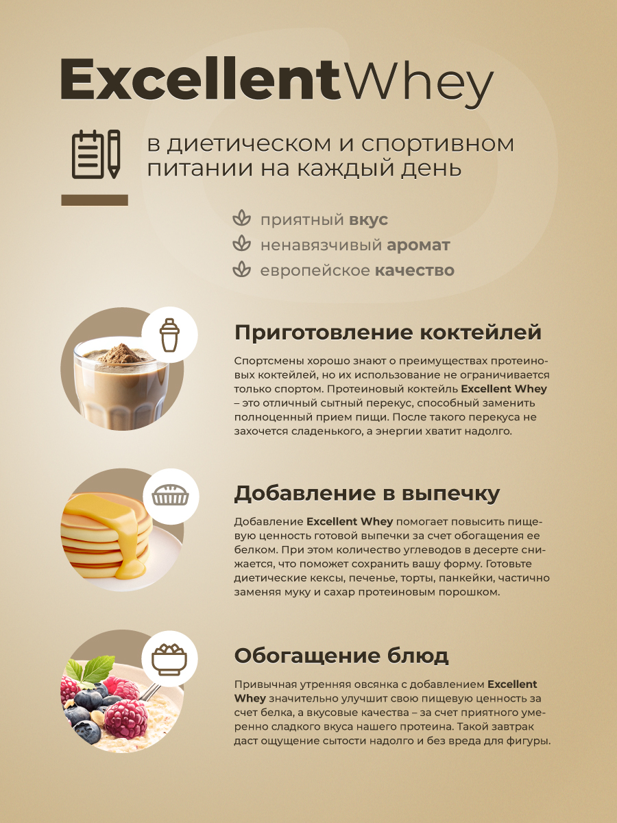 Протеин GEON EXCELLENT WHEY Двойной моккачино, 77% белка (920г)