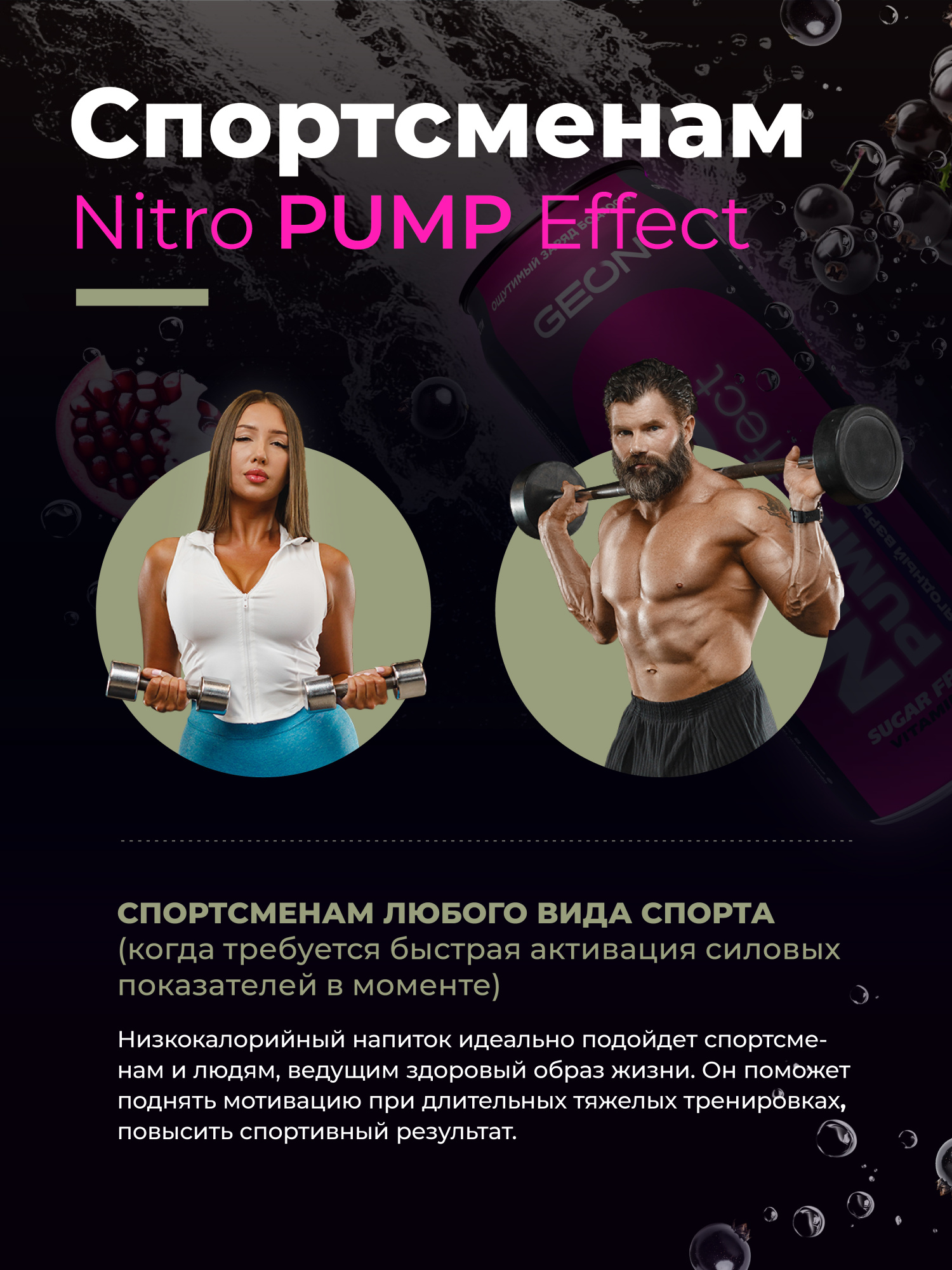 Энергетический напиток GEON™ NITRO PUMP Effect, Ягодный взрыв, 450 мл