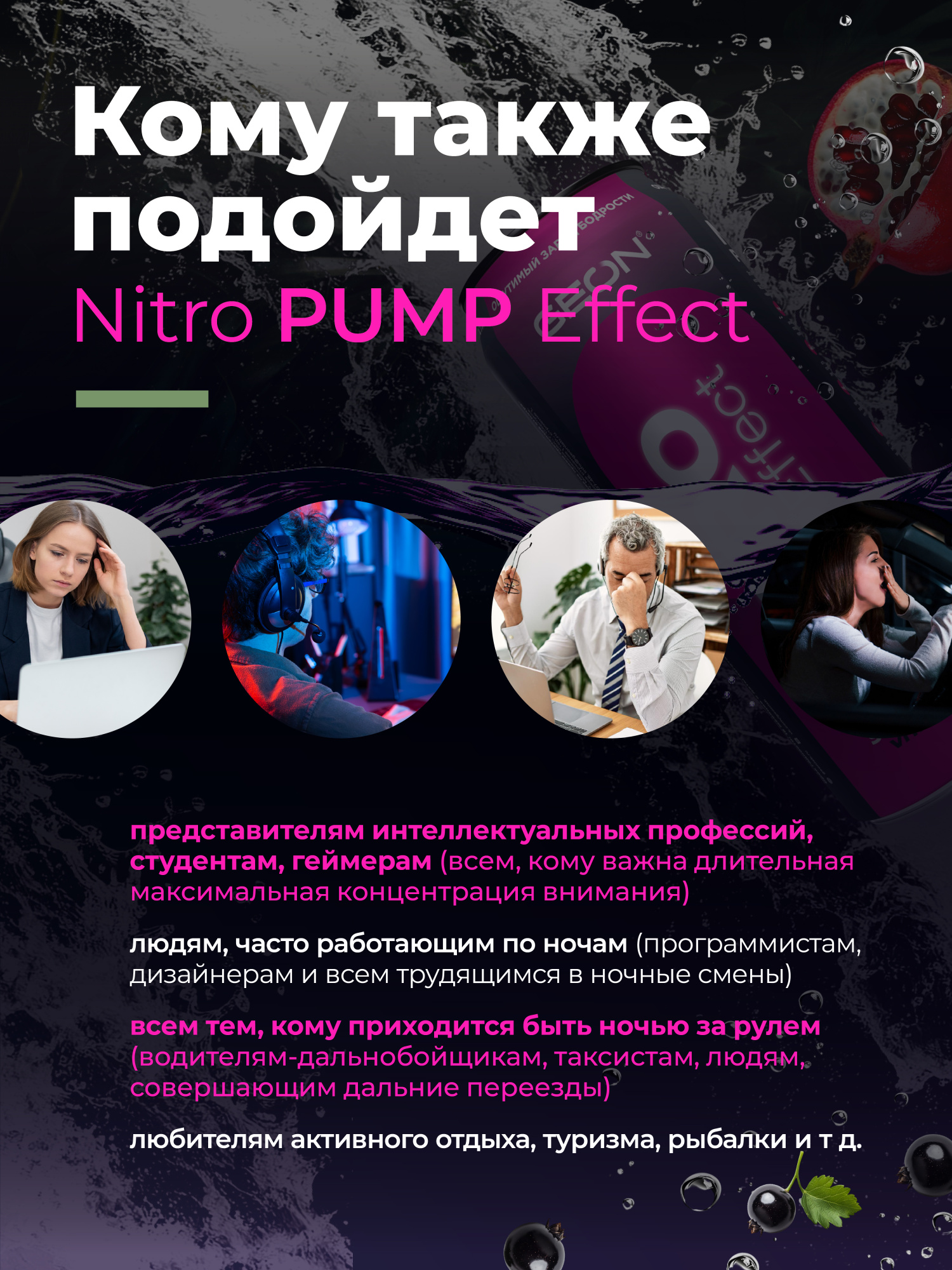 Энергетический напиток GEON™ NITRO PUMP Effect, Ягодный взрыв, 450 мл
