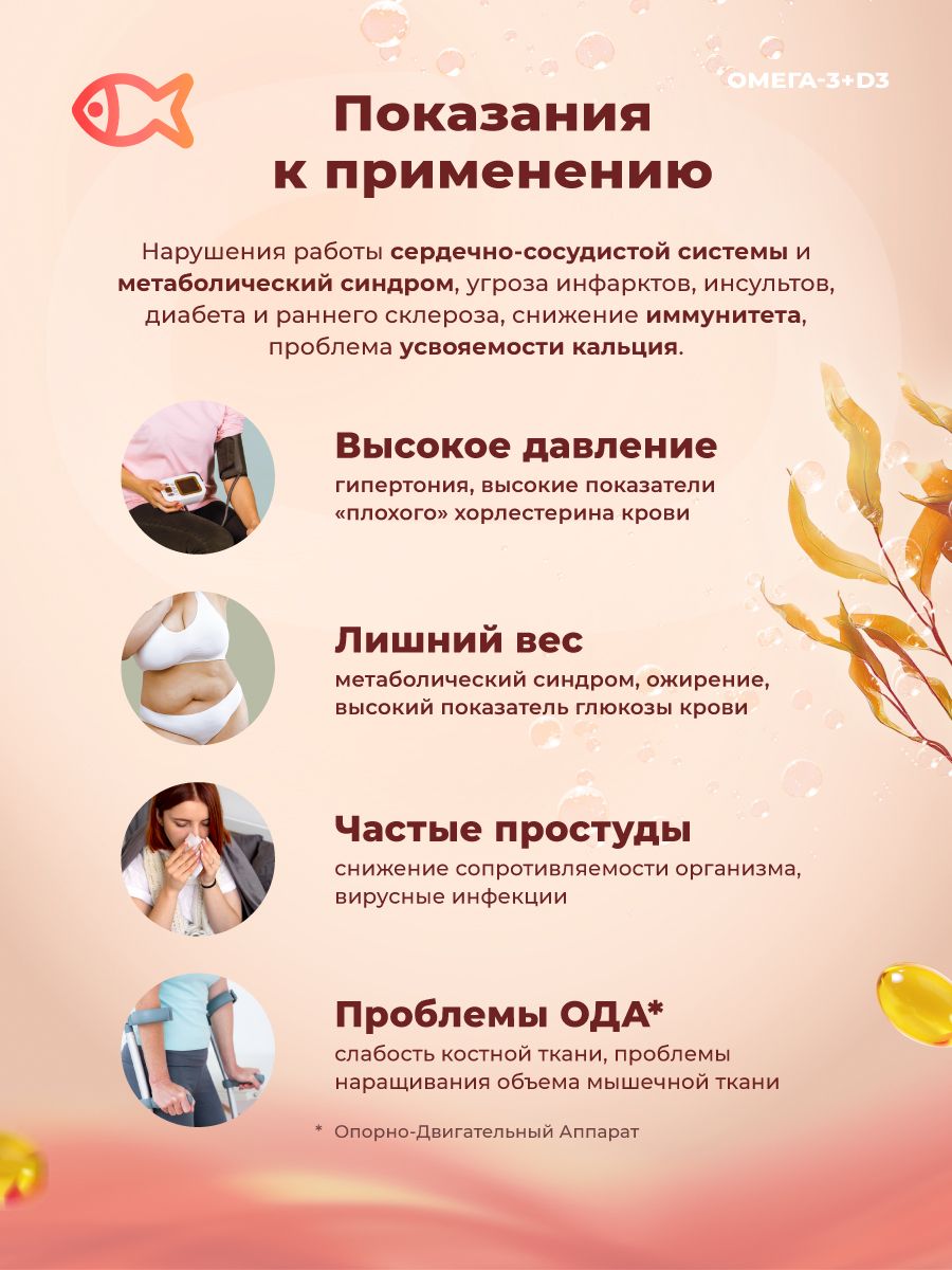 Омега жирные кислоты GEON™ OMEGA 3 + D3 120 капсул х 850 мг