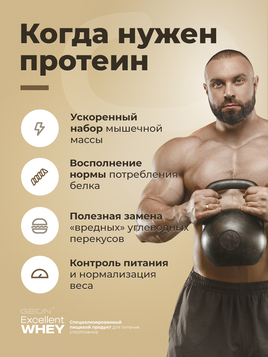 Протеин GEON EXCELLENT WHEY Двойной моккачино, 77% белка (920г)