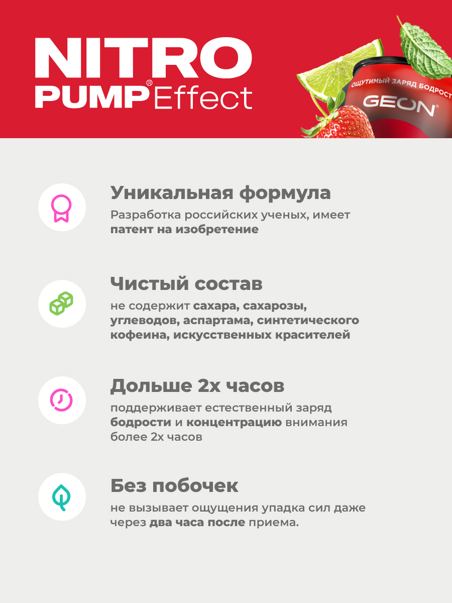 Энергетический напиток GEON™ NITRO PUMP Effect, Взрыв мохито, 450 мл
