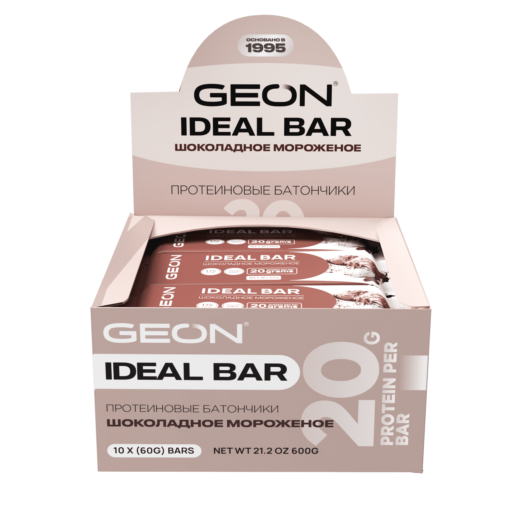 Протеиновые батончики GEON IDEALBAR  Шоколадное мороженое, 33% белка (60г х 10шт.)