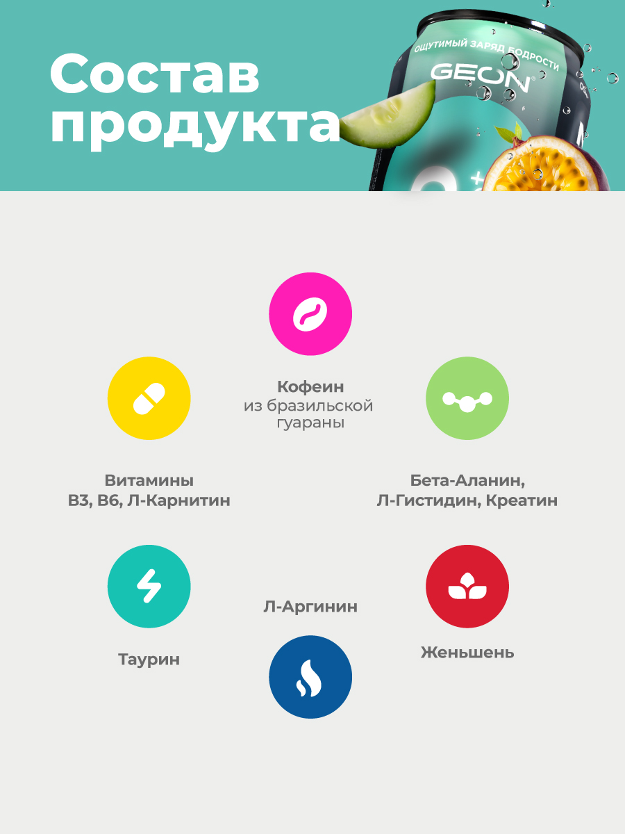 Энергетический напиток GEON™ NITRO PUMP Effect, Взрыв свежести, 450 мл