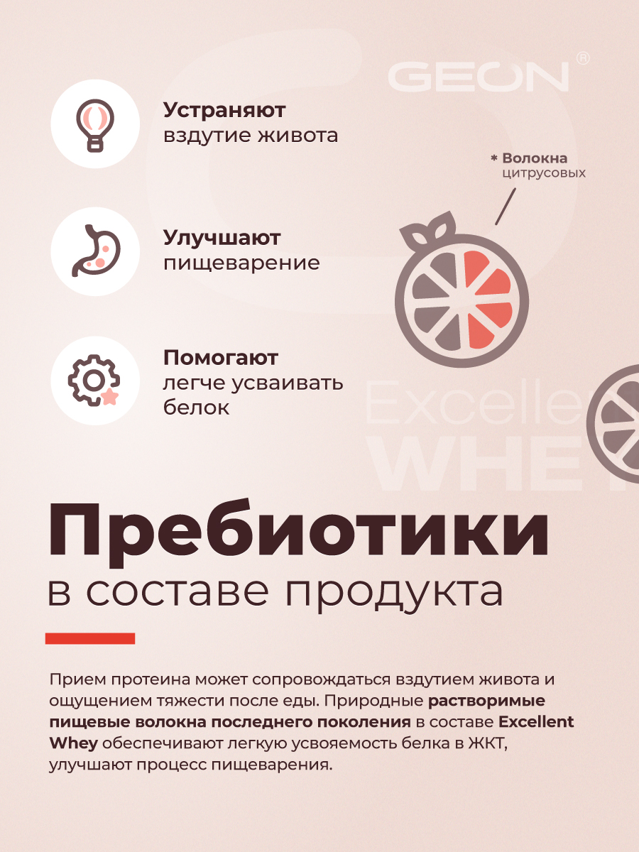 Протеин GEON EXCELLENT WHEY Клубника со сливками, 77% белка (920г)