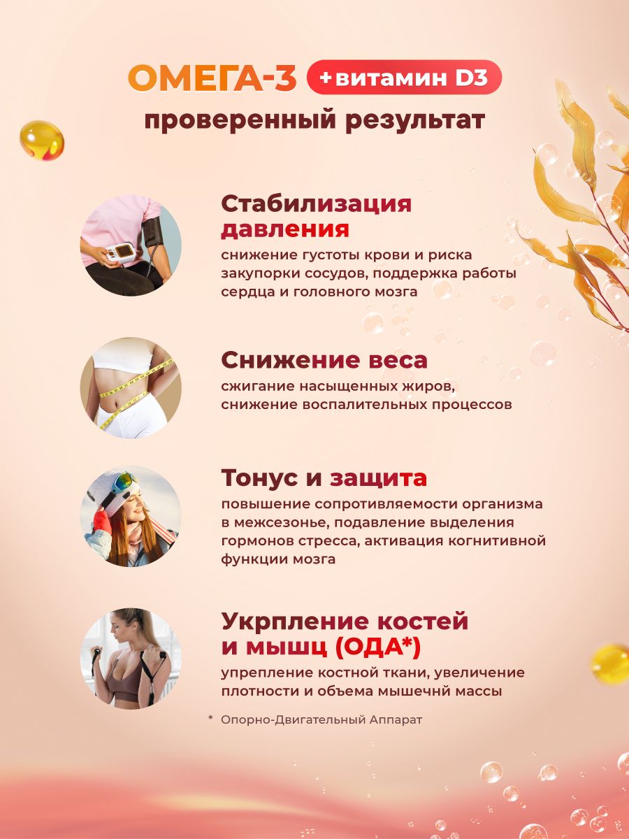 Омега жирные кислоты GEON™ OMEGA 3 + D3 120 капсул х 850 мг