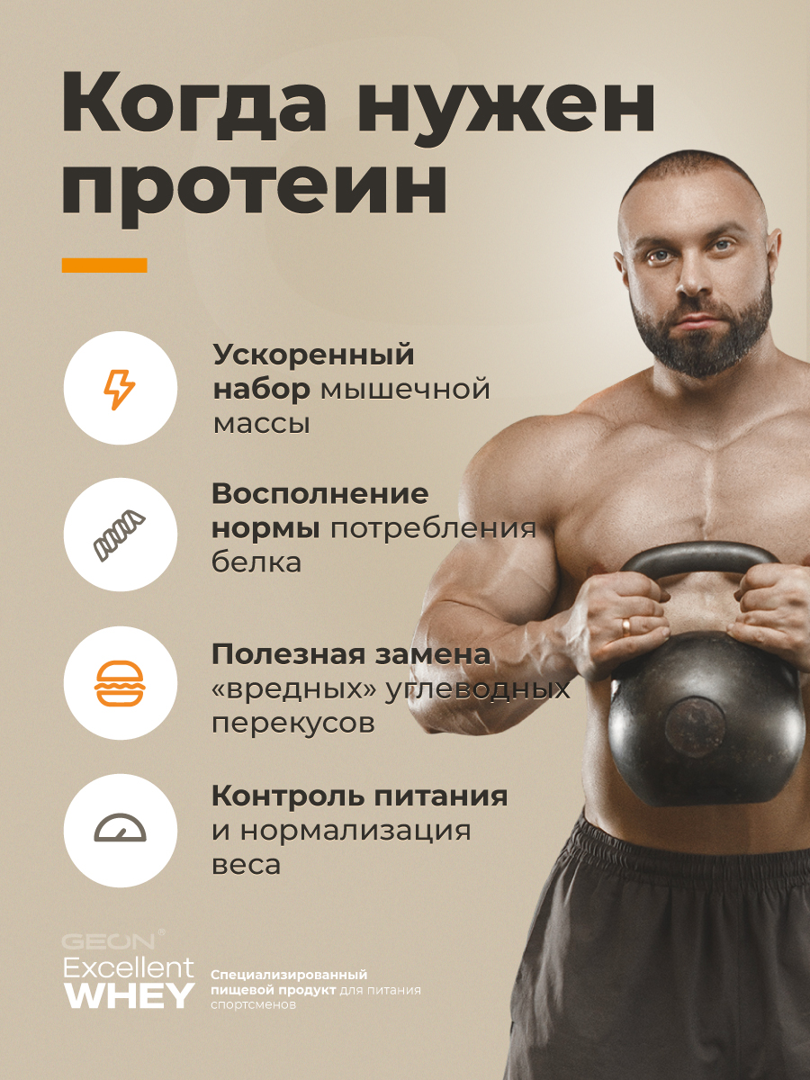 Протеин GEON EXCELLENT WHEY Печенье со сгущенным молоком, 77% белка (920г)