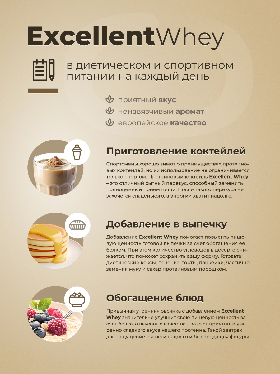 Протеин GEON EXCELLENT WHEY Двойной моккачино, 77% белка (920г)