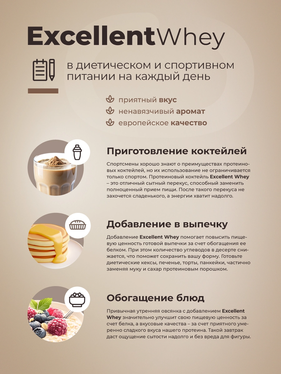 Протеин GEON EXCELLENT WHEY Шоколад, 77% белка (920г)