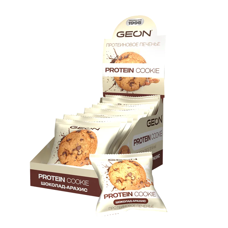 Протеиновое печенье GEON™ PROTEIN COOKIE Шоколад арахис, 25% белка (40 г х 10 шт.)