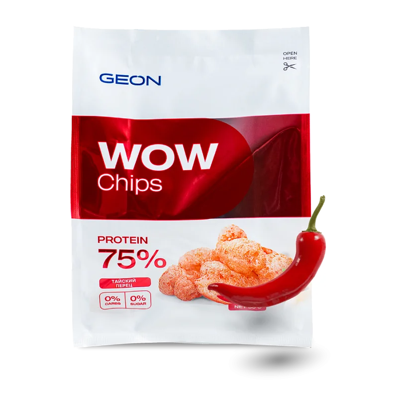 Протеиновые чипсы GEON™ WOW CHIPS Сладкий тайский перец, 75% белка (30г)