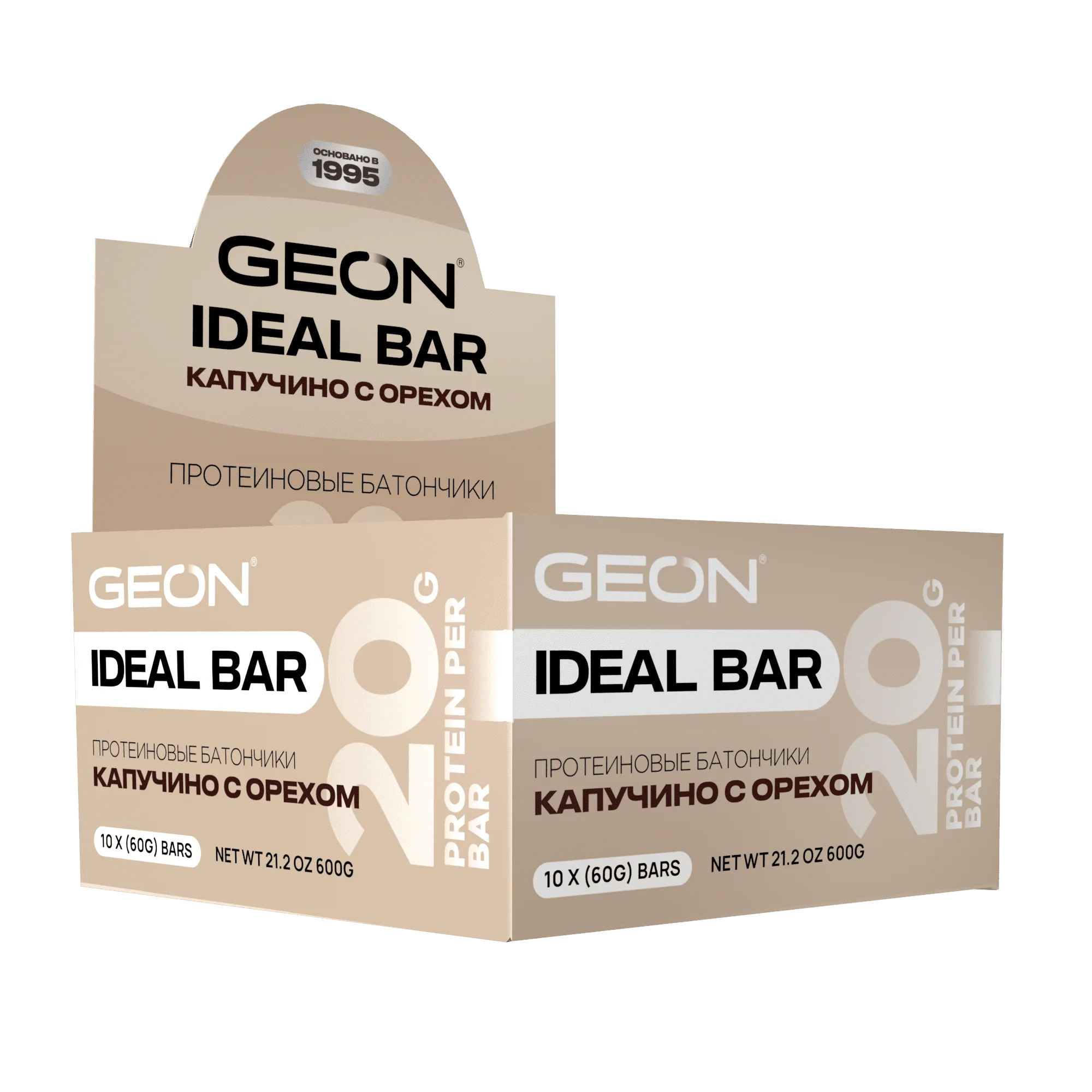 Протеиновые батончики GEON IDEALBAR  Капучино с орехом, 33% белка (60г х 10шт.)
