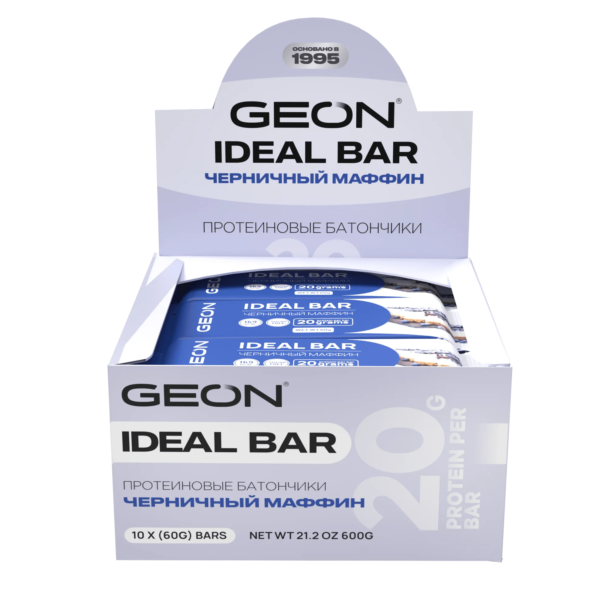 Протеиновые батончики GEON IDEALBAR  Черничный маффин, 33% белка (60г х 10шт.)