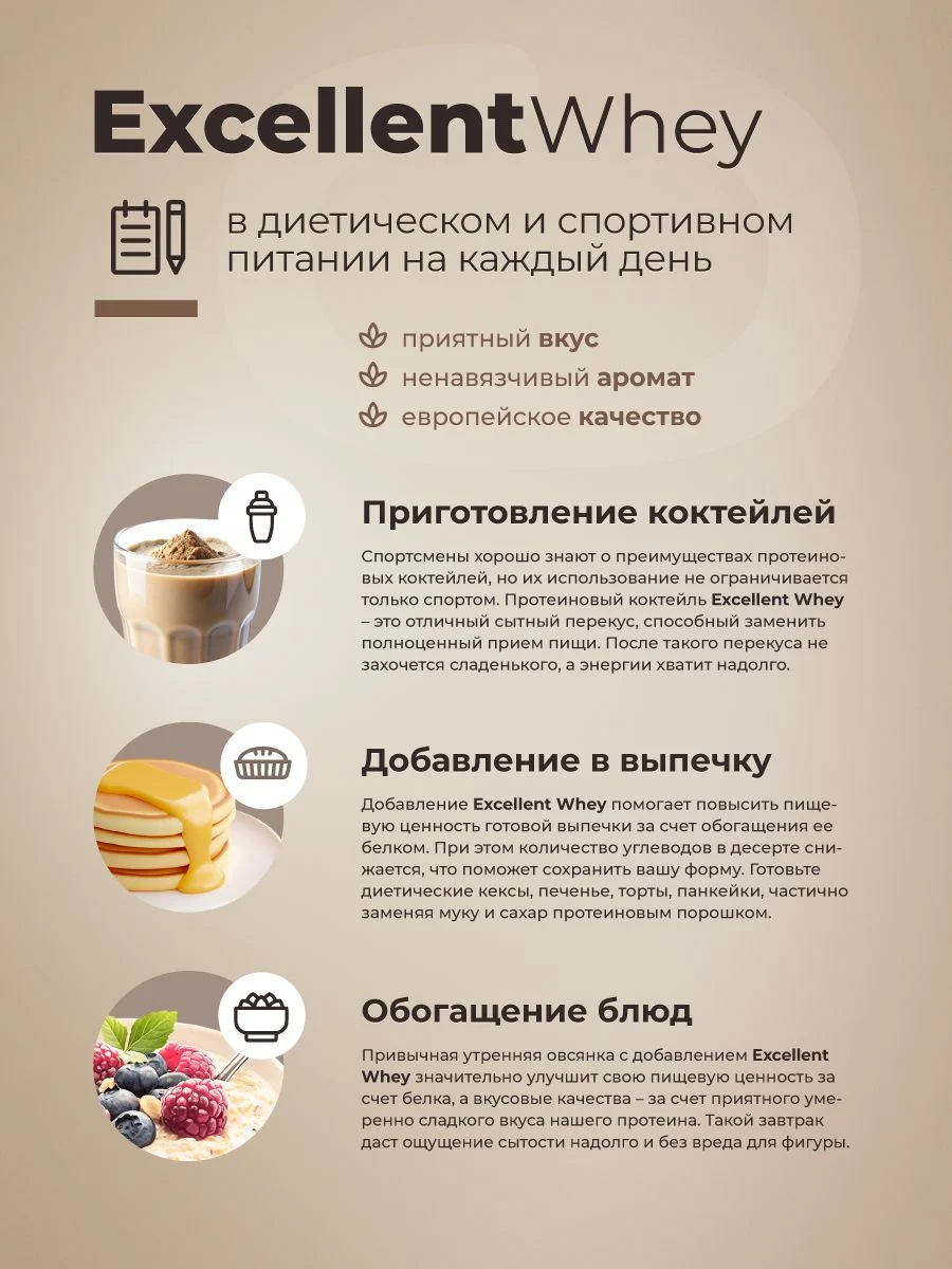 Протеин GEON EXCELLENT WHEY Шоколад, 77% белка (920г)