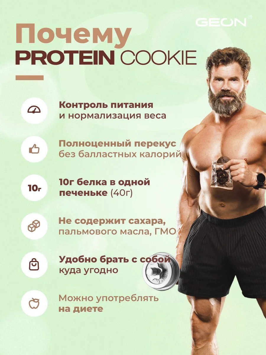 Протеиновое печенье GEON™ PROTEIN COOKIE Тоффи, 25% белка (40 г х 10 шт.)